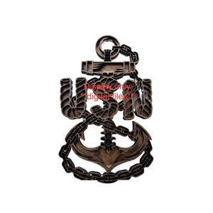 May include: A wooden cutout of a navy anchor with a chain and rope design. The anchor is brown and the rope is a lighter brown. The anchor is surrounded by a chain.