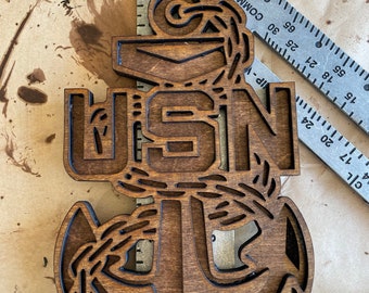 Ancla del jefe de la marina E7, 2 capas, USN, Svg Ai DXF Png — Glowforge ** Archivos digitales **