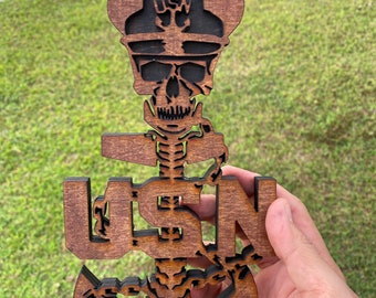 Navy E8/Senior Chief Skull Anchor Backbone, 2-Layer (Mandala), USN, Svg Ai DXF Png — Glowforge ** Digital Files **