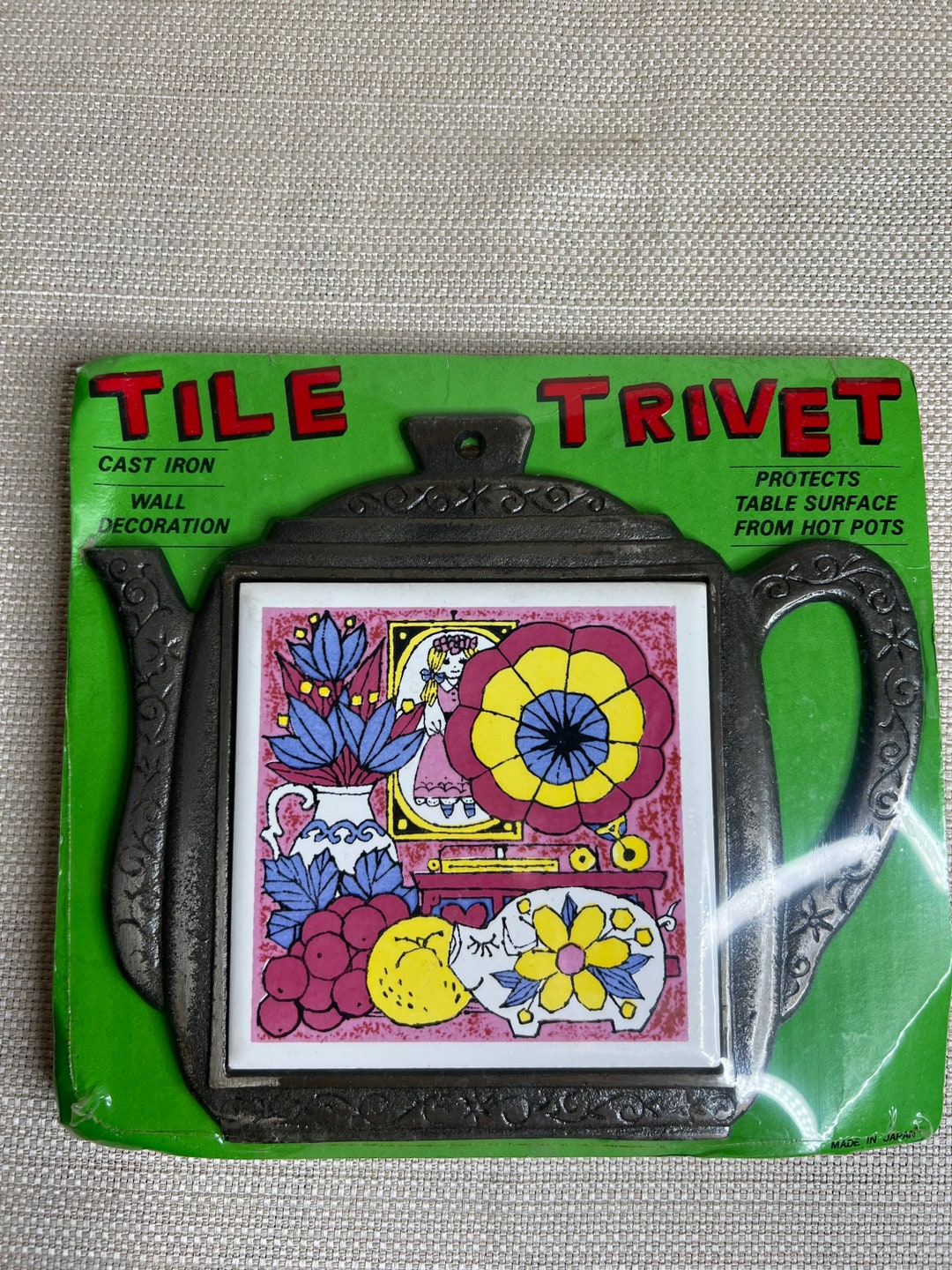Vintage Cast Iron Tile Trivet in Original Package Etsy
