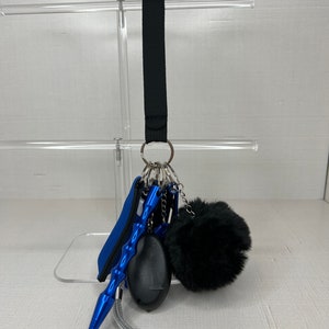 Blue and Black Keychain with Wrist Lanyard