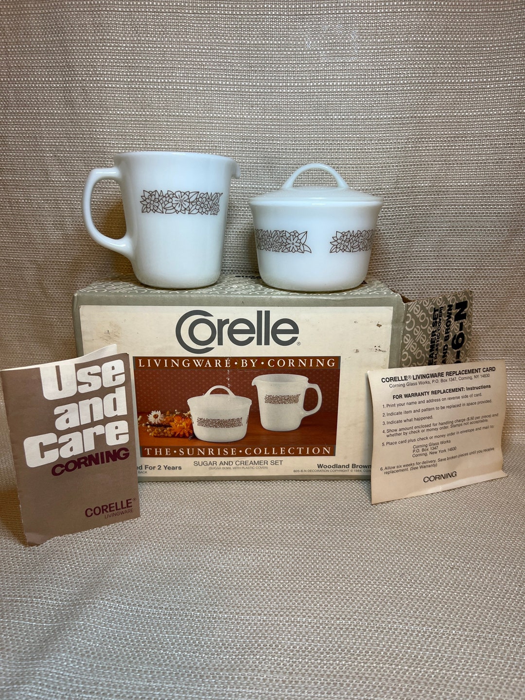 Vintage Corelle Sugar and Creamer Set Woodland Brown New Etsy