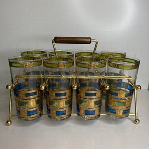 Vintage Culver Empress Highball Glasses with Stand - Set of 8