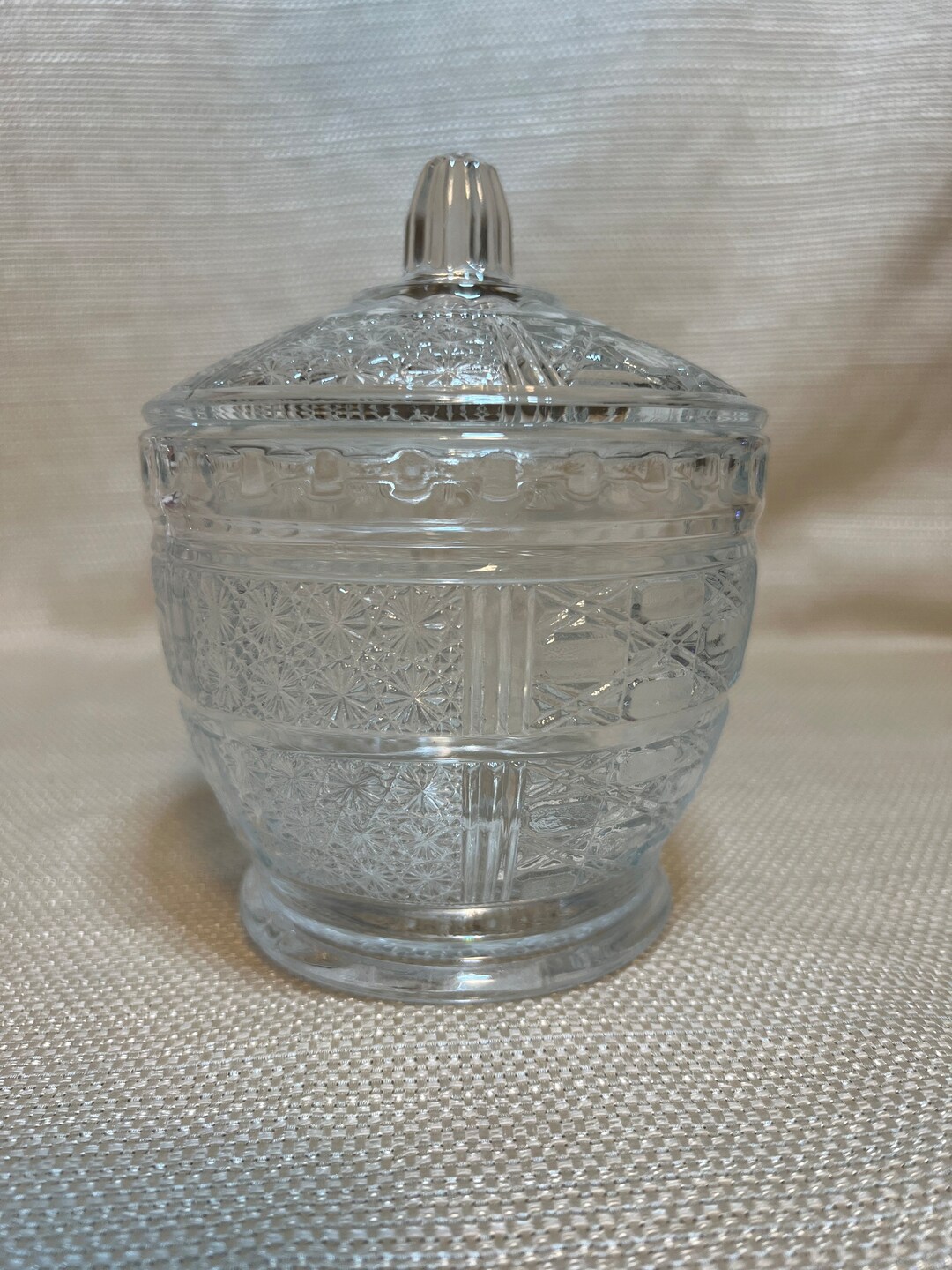 Vintage Pressed Glass Candy Dish With Lid Etsy