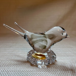 Arte Murano Clear Glass Bird with Original Sticker - Made in Venezuela