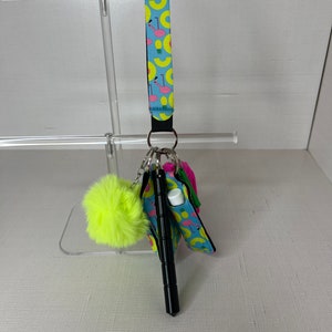 Blue Flamingo Keychain with Wrist Lanyard