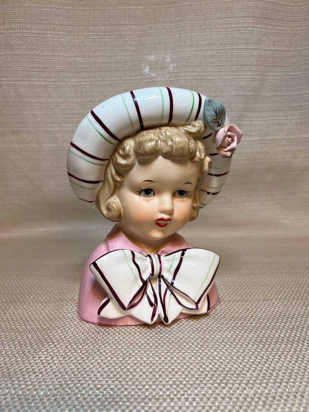 Vintage Napco Young Girl Head Vase 1956 Etsy