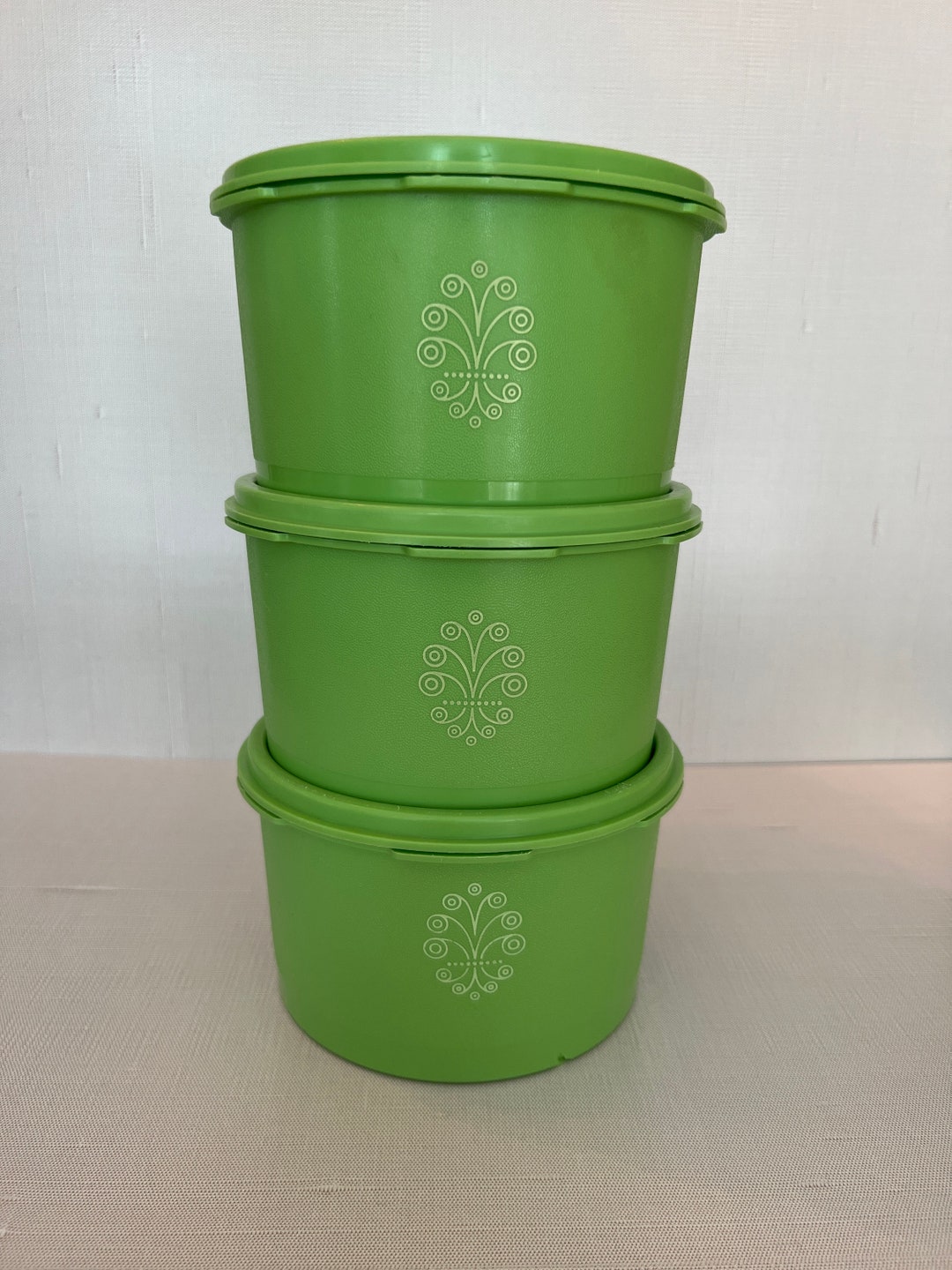 Vintage Apple Green Tupperware Storage Containers Set of 3 Etsy