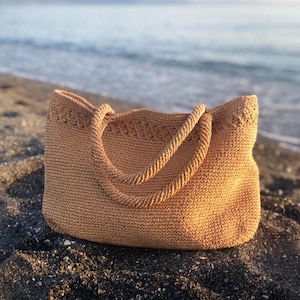 Sommer Strandtasche für Frauen, Kamelstroh Strand Schultertasche, Gehäkelte gewebte Raffia Große Einkaufstasche