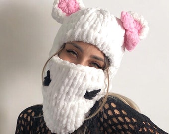 Knit Balaclava Mask, Animal Balaclava, Snow Hat, Helmet Protector, Snowboard Mask, Custom Ski Mask
