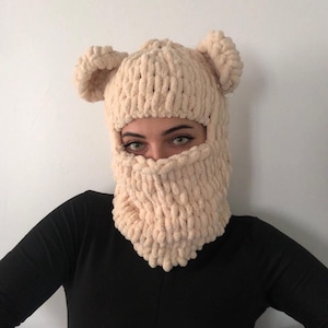 Hand Knit Wool Balaclava, Animal Balaclava, Helmet Protector, Ski Mask, Helmet Balaclava Mask, Snowboard Mask
