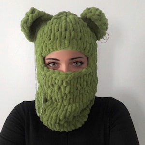 Bear Balaclava Mask, Knitted Balaclava Hat, Animal Balaclava, Helmet Protector, Ski Mask, Festival Mask