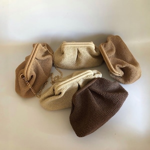 Kleine Raffia Beige Clutch Tasche für Frauen, Stroh gestrickte Raffia Tasche, Stroh Sommer Tasche, Party Knödel Clutch Tasche