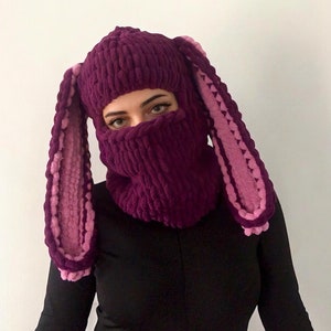 Balaclava Hat, Knitted Balaclava Unisex, Animal Balaclava, Balaclava With Ears, Custom Balaclava Mask, Ski Mask, Festival Mask