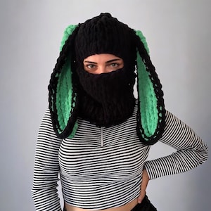 Bunny Balaclava Mask, Knitted Balaclava Unisex, Animal Balaclava, Balaclava With Ears, Custom Snow Mask, Bunny Ski Mask