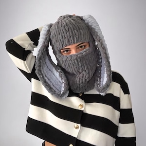 Hand Knit Bunny Balaclava: Custom Color Ski Mask