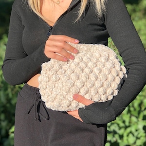 Bolso de terciopelo hecho a mano, bolso de mano de terciopelo de invierno, bolso de mano tejido