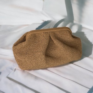 Handmade Raffia Clutch Bag For Women, Natural Summer Handbag, Straw Summer Pouch Bag