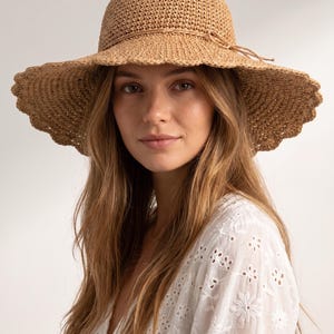 Sombrero de rafia de ganchillo hecho a mano, sombrero flexible de paja, sombrero de paja para el sol de verano, sombrero de playa tejido, sombrero de verano, sombrero de rafia de verano, sombrero tejido de rafia