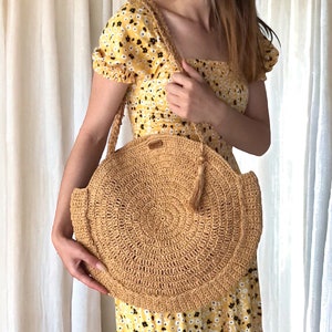 Straw Beach Shoulder Bag For Women, Crochet Beach Raffia Large Tote Bag, Summer Straw Tote Bag