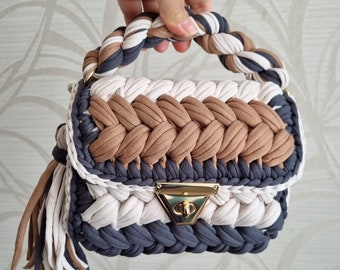 Colorful Bag, Crochet Designer Bag, Knitted Colorful Shoulder Bag For Women, Capri Luxury Bag