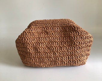 Handmade Raffia Mesh Clutch Bag, Straw Raffia Clutch Bag For Women, Summer Wedding Clutch Bag