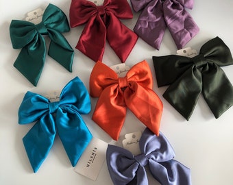 Large Satin Barrette, Satin Bow Hair Barrette, XL Hair Barrette Silky Bow Clip, Mothers Day Gift, Gift For Her