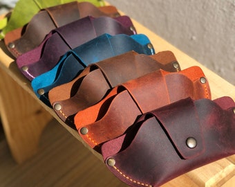 Estuche minimalista de cuero para gafas, soporte de cuero genuino para gafas de sol, funda de cuero para gafas