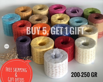 Premium Raffia, 30 Colors, Raffia Yarn, 250 g 310 m, Paper Yarn, Washable, Raffia Bag Yarn, Raphia, Raffia Yarn for Crochet, Clutch