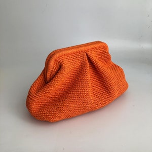 Orange Raffia Beutel Clutch für Frauen, Orange Sommer Hochzeit Clutch Tasche, Stroh Strand Raffia Clutch Bag