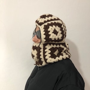 Pasamontañas colorido de crochet para mujer, pasamontañas de algodón tejido a mano, pasamontañas de crochet, regalo de Navidad