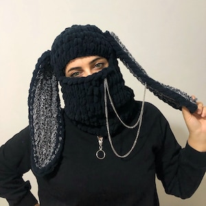 Bunny Beanie Custom Personalization, Animal Balaclava, Long Bunny Ears Balaclava, Bunny Festival Mask, Ski Mask, Winter Hat