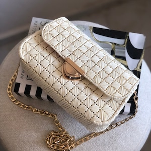 Small Raffia Crossbody Clutch Bag For Women, Handmade Knitted Summer Straw Purse, Woven Luxury Shoulder Bag