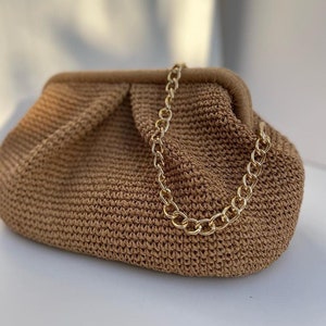 Handgemachte Sommer Raffia Clutch Tasche, Hochzeit Party Clutch Tasche, Raffia Kamel Clutch Bag für Frauen, Brauthandtasche