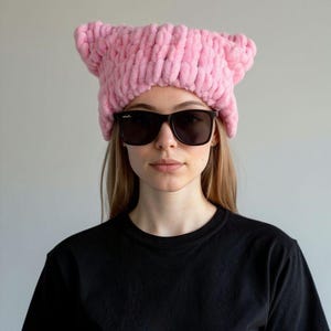 Knitted Winter Beanie, Cat Beanie, Cat Ears Winter Hat, Animal Cat Hat