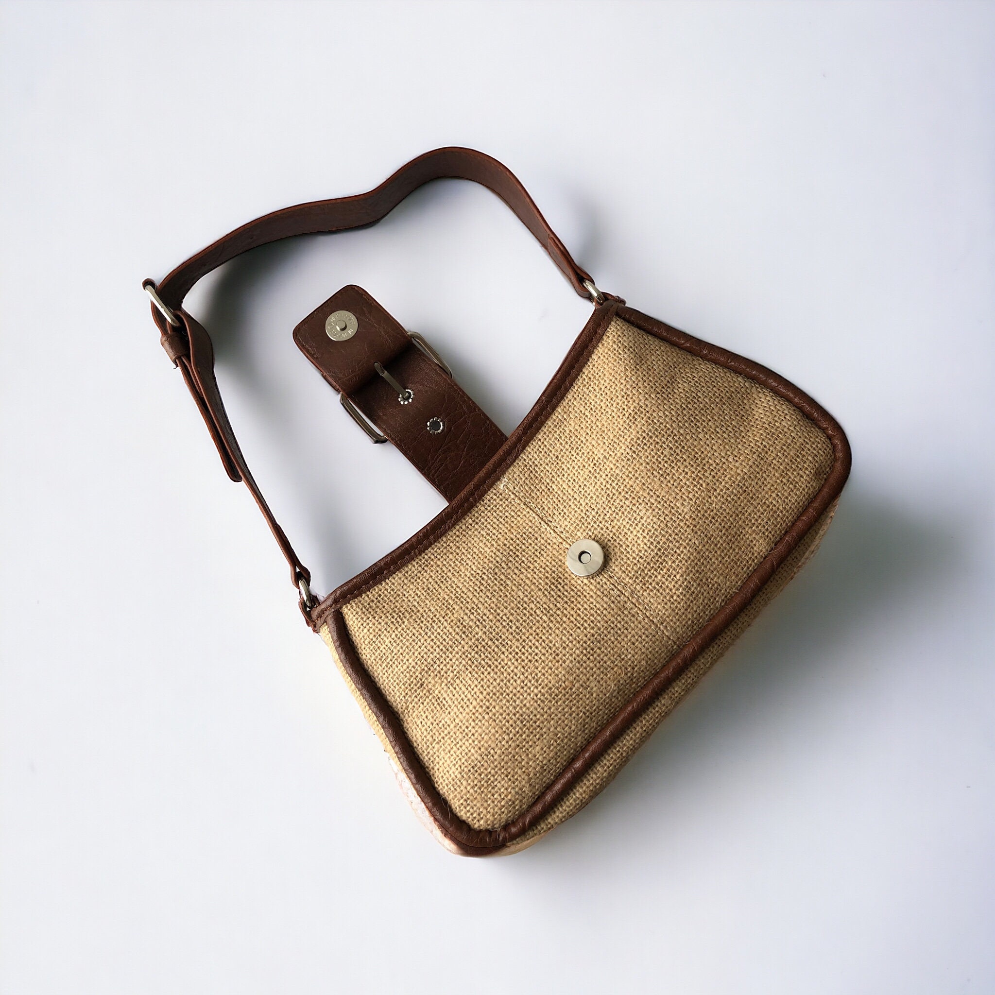 Jute Straw Bag With Vegan Leather Accessories for Womens 