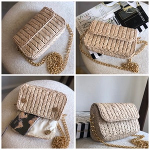 Small Raffia Cross Body Small Raffia Crossbody Clutch Bag for Women, Handmade Knitted Summer ...