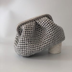 Handgemachte Silber Metallic Clutch Tasche, Abendtasche Tasche, moderne Hochzeit Clutch Tasche