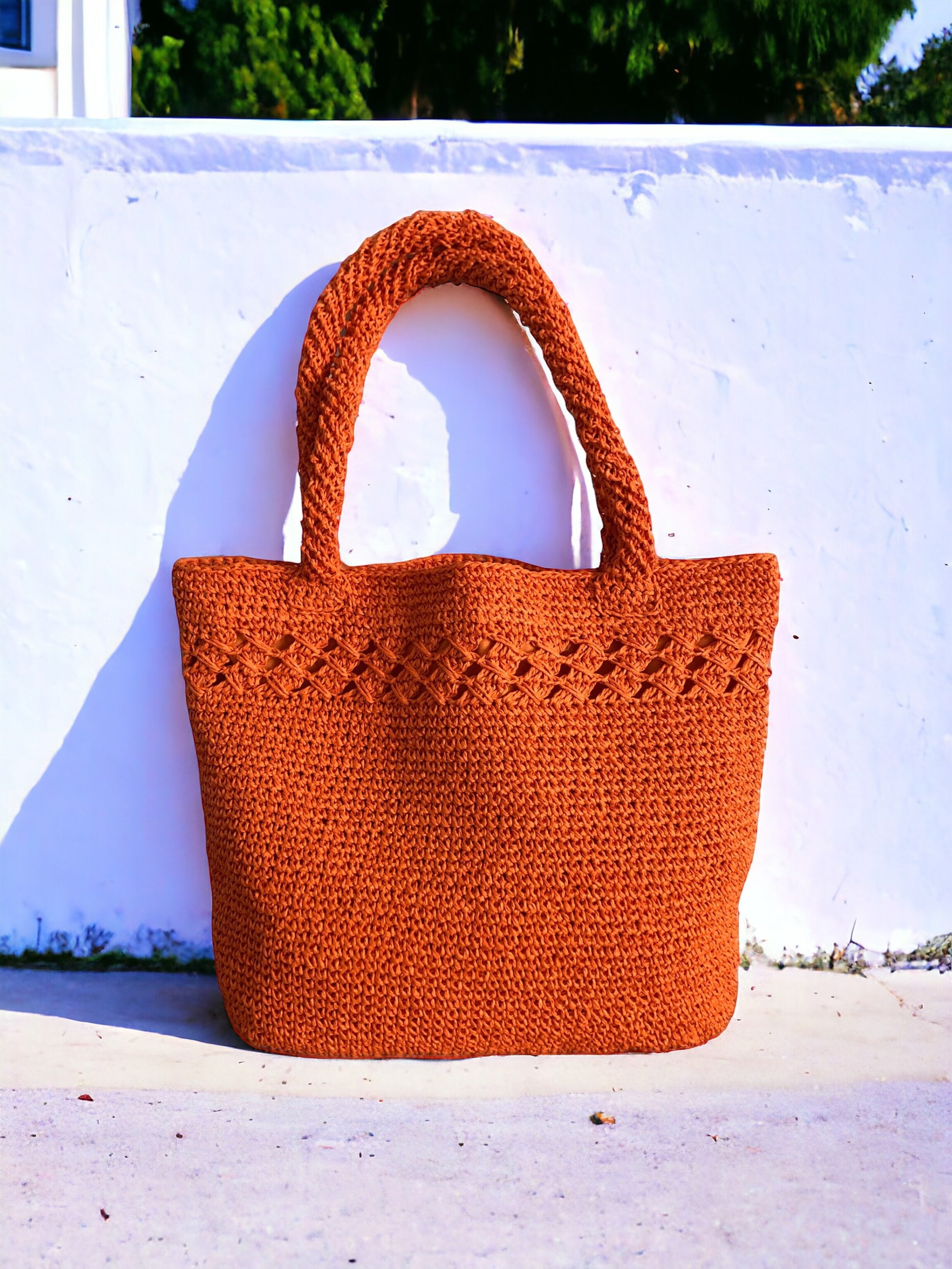 Orange Summer Shoulder Tote Bag for Women, Straw Beach Shoulder