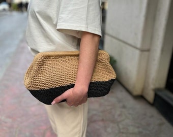 ラフィア クラッチバックHandmade【モロッコ産】 ナチュラル Woman ジュ ドゥ フィーユ ラフィア クラッチ