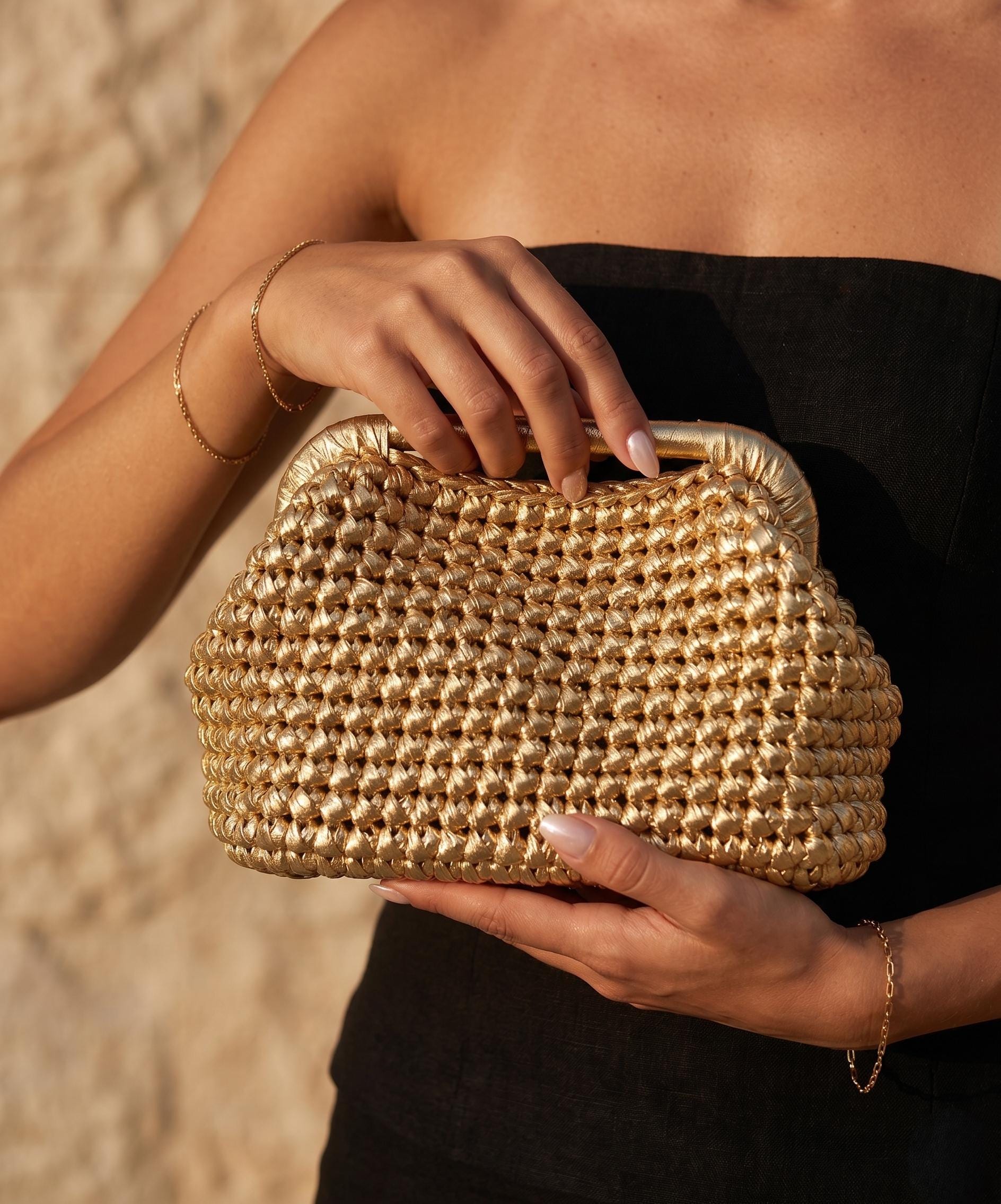 Metallic Gold Clutch Bag for Women, Metallic Evening Pouch Clutch