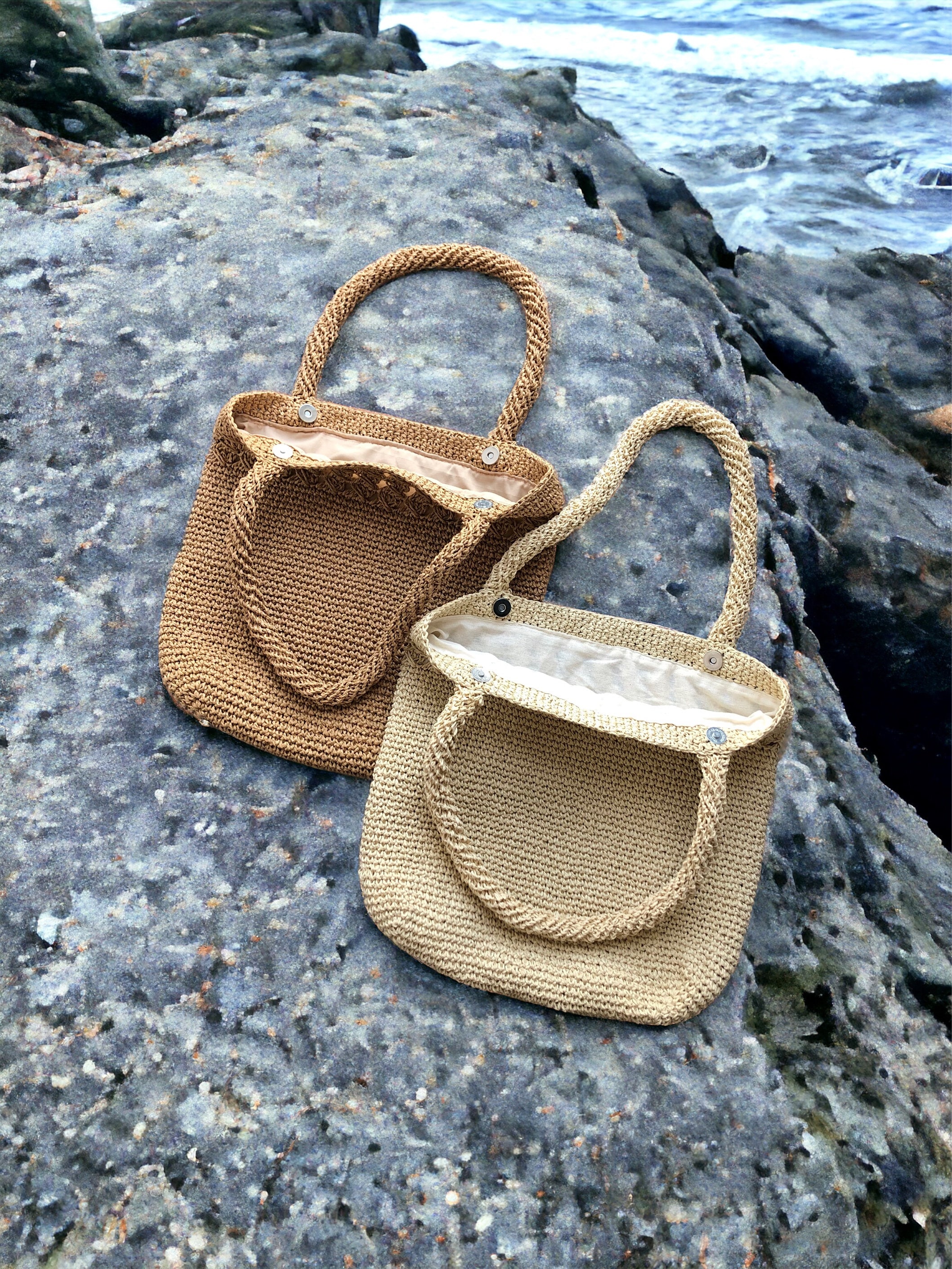 Bolso De Playa De Paja Hsthe Sea - Tipo Cesta, Rafia, Talla Única, Color Camello