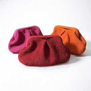 Handmade Raffia Pouch Clutch Bag, Summer Wedding Purse, Top Handle Clutch Hand Bag For Women
