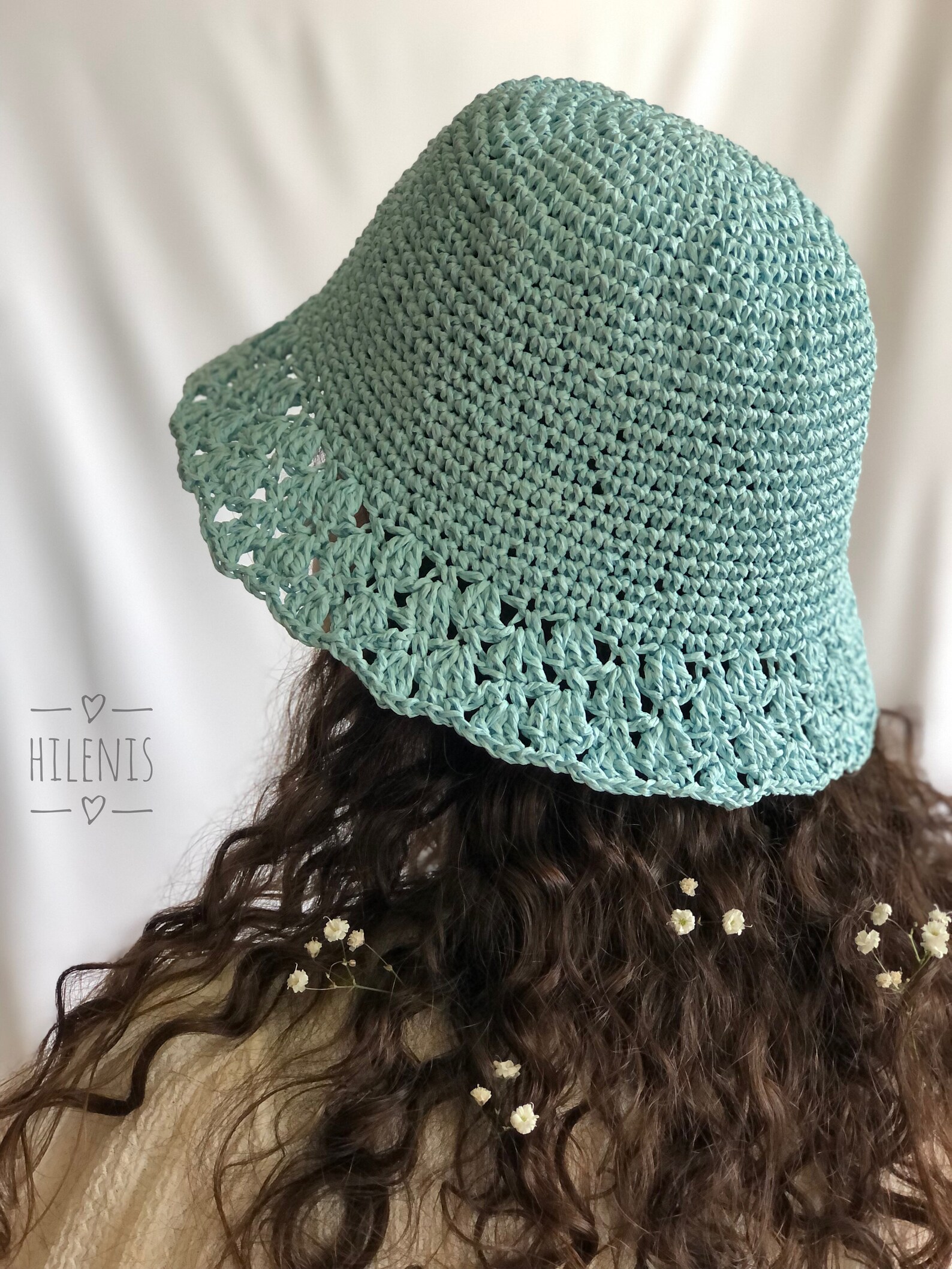Crochet Raffia Bucket Hat Unique Design Hat Crochet Beach Etsy