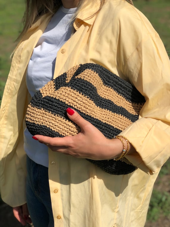 Damen Stroh Clutch Mit Kette – Raffia Handtasche Für Sommer, Strand & Festliche Anlässe