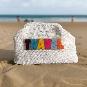 Crochet Raffia Pouch Clutch Bag, Summer Straw Travel Clutch Bag, White Raffia Beach Bag
