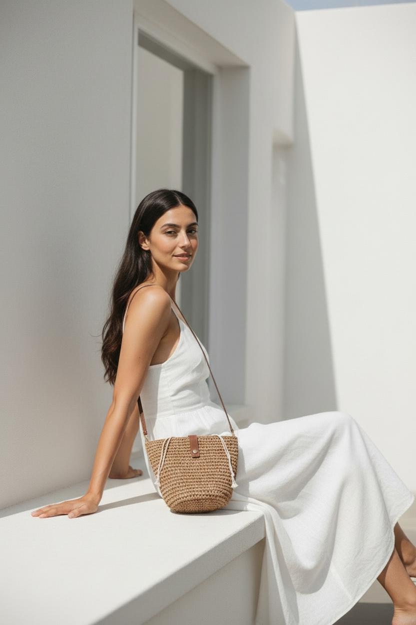 Small Raffia Cross Body Small Raffia Crossbody Bag for Women, Knitted Summer Straw Purse, Woven ...