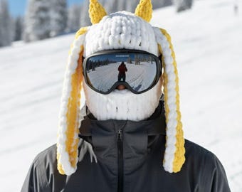 Knitted Ski Balaclava Mask, Animal Balaclava, Ski Helmet Cover, Helmet Protector, Ski Bunny Mask