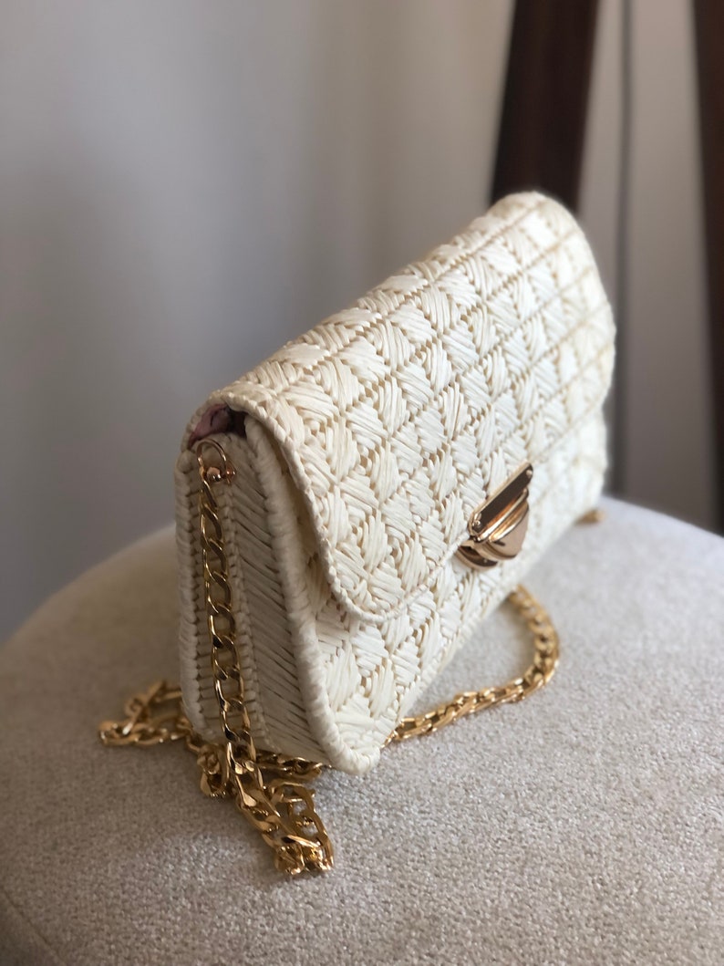Small Raffia Cross Body Small Raffia Crossbody Clutch Bag for Women, Handmade Knitted Summer ...