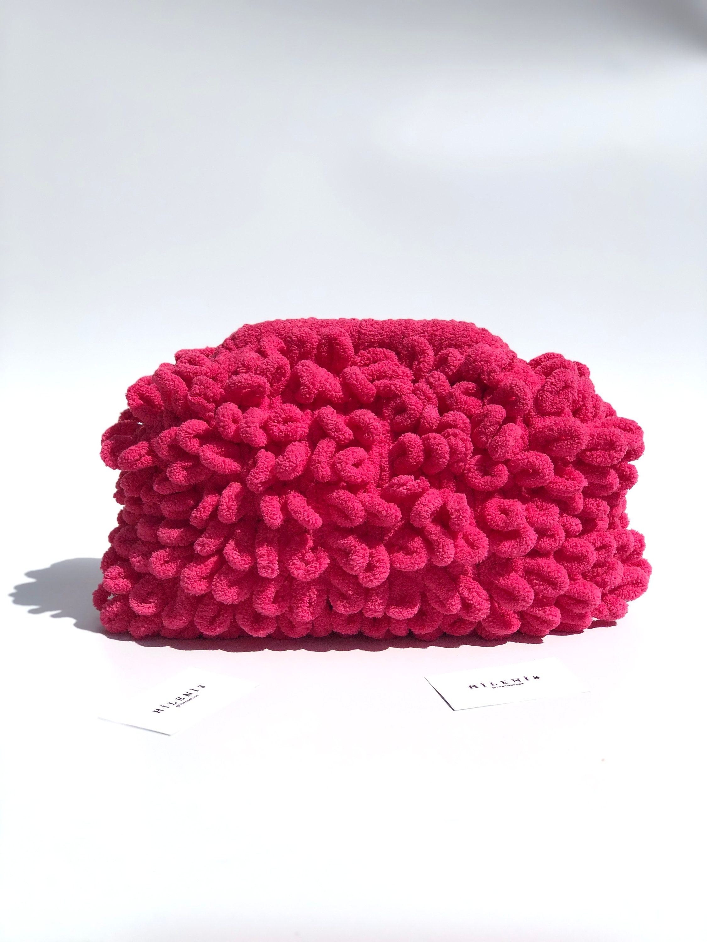 Handmade Cloud Purse for Women, Knitting Teddy Pouch Clutch Dumpling Bag, Winter Luxury Fluffy Wool Bag